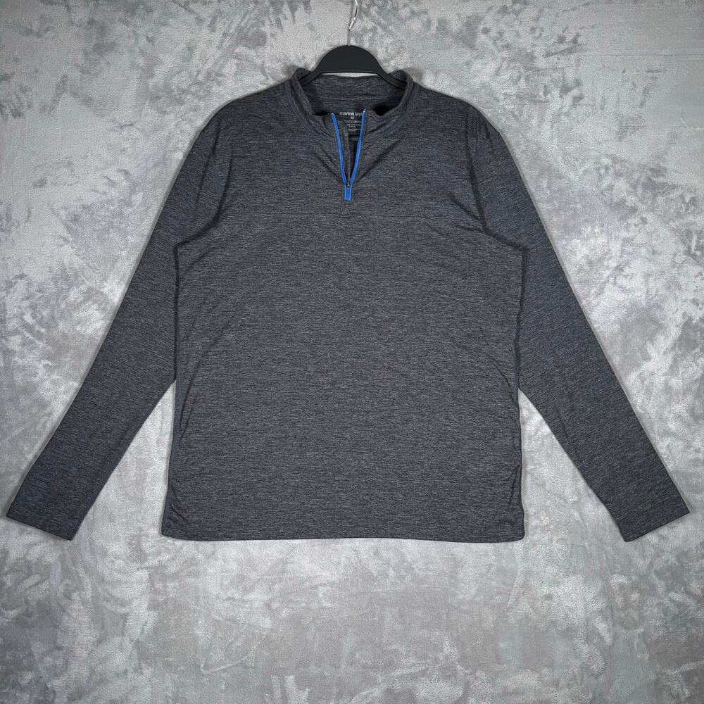 Marine Layer Performance 1/4 Zip Pullover Gray Blue Trim Men’s Medium